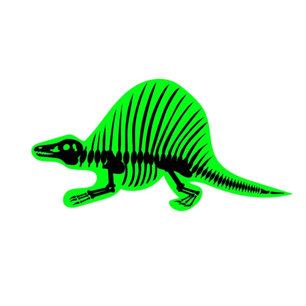 Dinosaurus Skelet Pictogram Witte Achtergrond Vector Illustratie — Stockvector