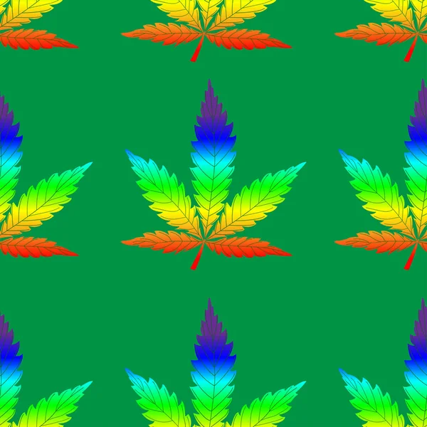 Vectorpatroon Met Cannabisbladeren Groene Achtergrond Moderne Illustratie — Stockvector