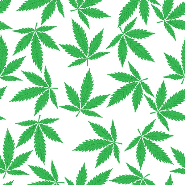 Modello Vettoriale Con Foglie Cannabis Sfondo Bianco Illustrazione Moderna — Vettoriale Stock