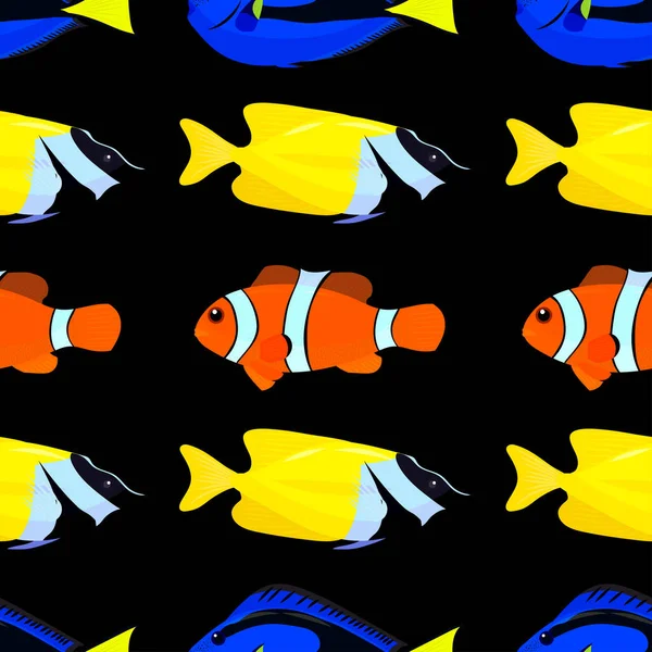 Безморский Узор Разноцветной Рыбой Векторная Иллюстрация — стоковый вектор