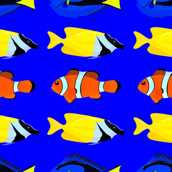 Padrão Sem Costura Com Peixes Coloridos Ilustração Vetorial —  Vetores de Stock