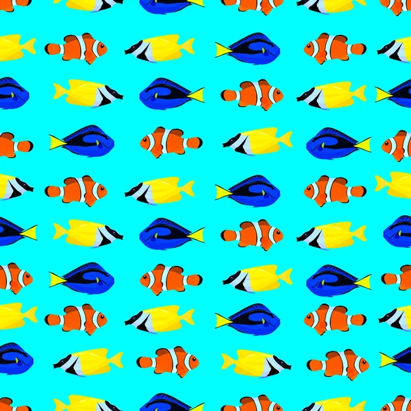 Padrão Sem Costura Com Peixes Coloridos Ilustração Vetorial — Vetor de Stock