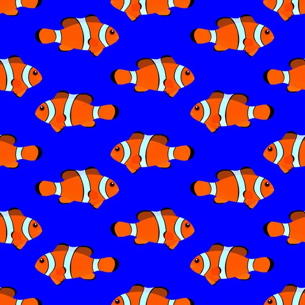Naadloos Patroon Met Kleurrijke Vissen Vectorillustratie — Stockvector