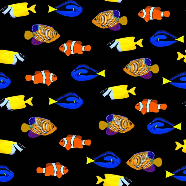 Безморский Узор Разноцветной Рыбой Векторная Иллюстрация — стоковый вектор