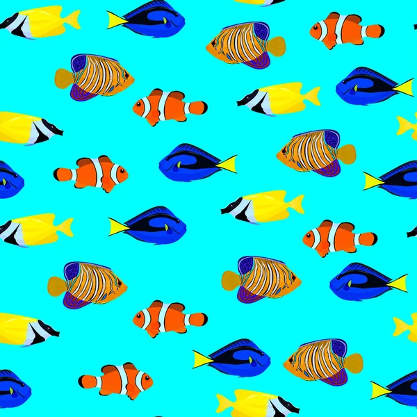 Naadloos Patroon Met Kleurrijke Vissen Vectorillustratie — Stockvector