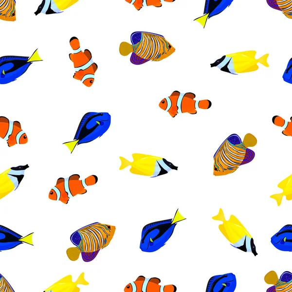 Padrão Sem Costura Com Peixes Coloridos Ilustração Vetorial —  Vetores de Stock