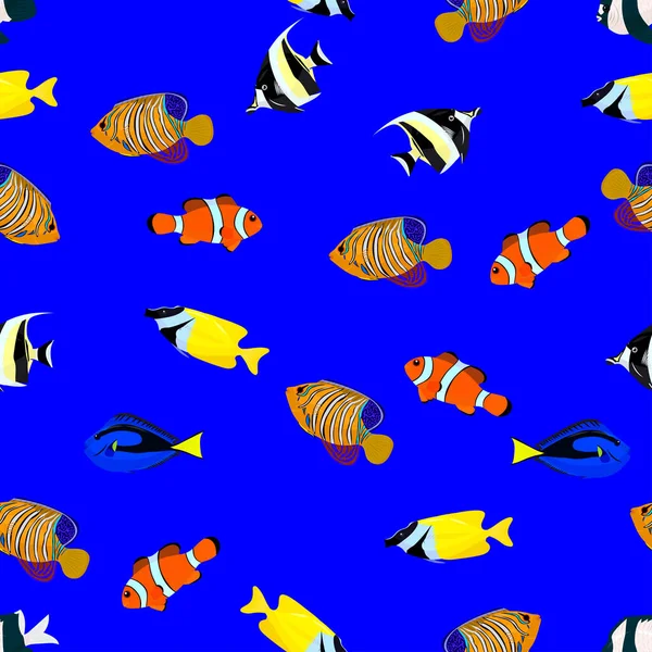 Bezešvé Vzor Barevnými Rybami Vektorová Ilustrace — Stockový vektor