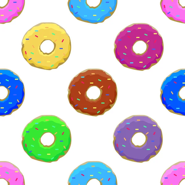 Colorful Donuts Drawing Seamless Pattern Vector Illustration — Stock Vector