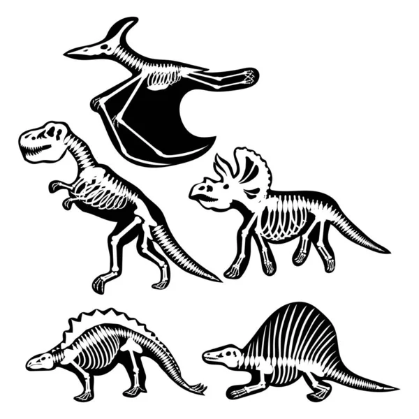 Ensemble Silhouettes Dinosaures Illustration Vectorielle — Image vectorielle