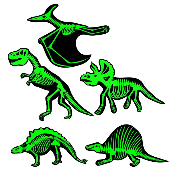 Ensemble Silhouettes Dinosaures Illustration Vectorielle — Image vectorielle