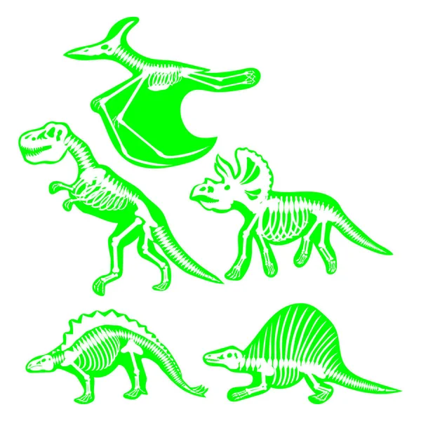 Conjunto Silhuetas Dinossauros Ilustração Vetorial — Vetor de Stock