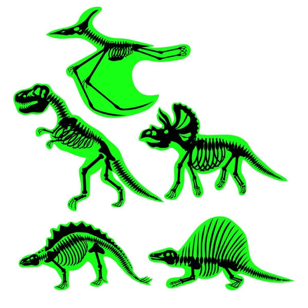 Ensemble Silhouettes Dinosaures Illustration Vectorielle — Image vectorielle