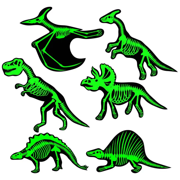 Ensemble Silhouettes Dinosaures Illustration Vectorielle — Image vectorielle