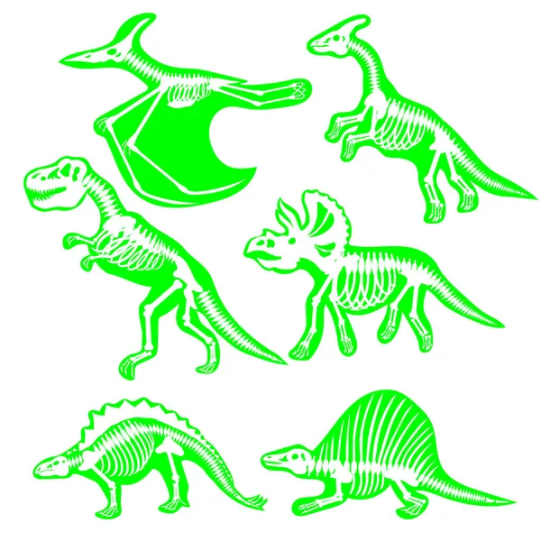 Ensemble Silhouettes Dinosaures Illustration Vectorielle — Image vectorielle