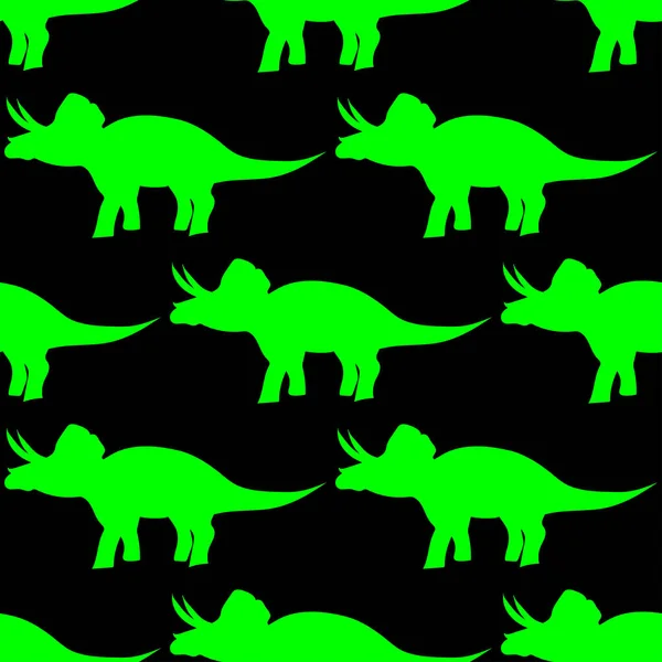 Green Dinosaurs Silhouettes Seamless Pattern — Stock Vector