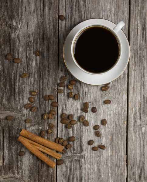 Coffee Coffee Beans Cinnamon Wooden Table — Stock Photo, Image