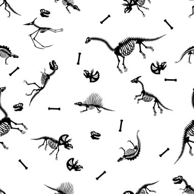 Dinozor iskeletleri çizim, kusursuz desen