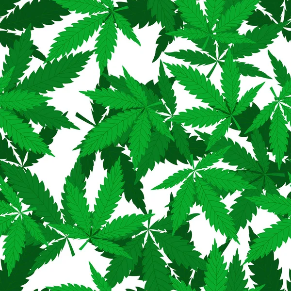 Zeichnung Der Cannabisblätter Nahtloses Muster — Stockvektor