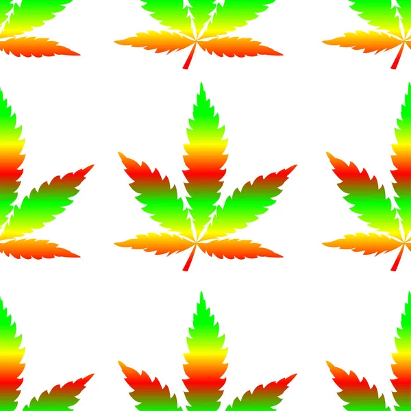 Dibujo Hojas Cannabis Patrón Sin Costuras — Vector de stock