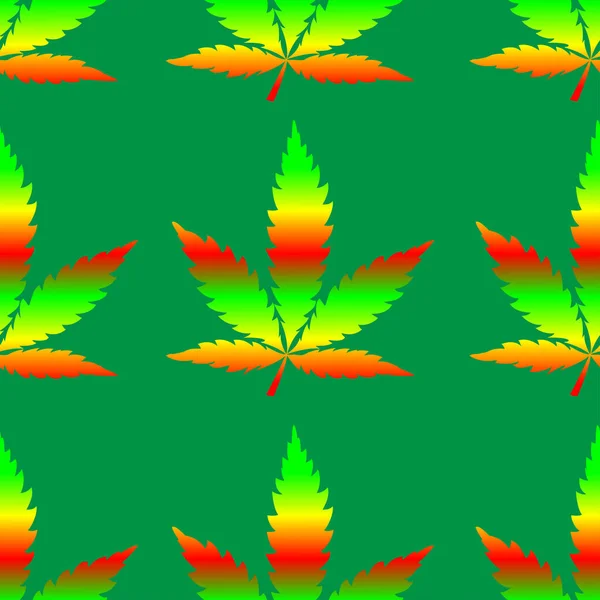 Cannabis Bladeren Tekening Naadloos Patroon — Stockvector