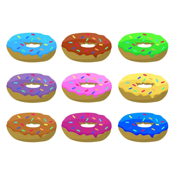 Donuts Van Verschillende Kleuren Tekening Naadloos Patroon — Stockvector