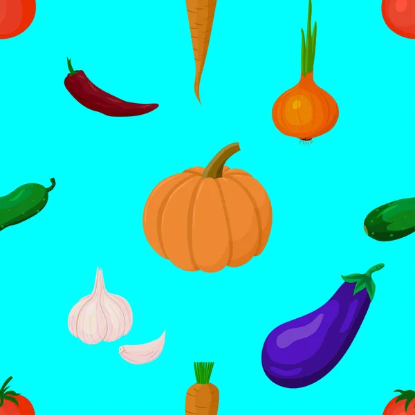 Vegetables Seamless Pattern Vector Illustration — Stock Vector