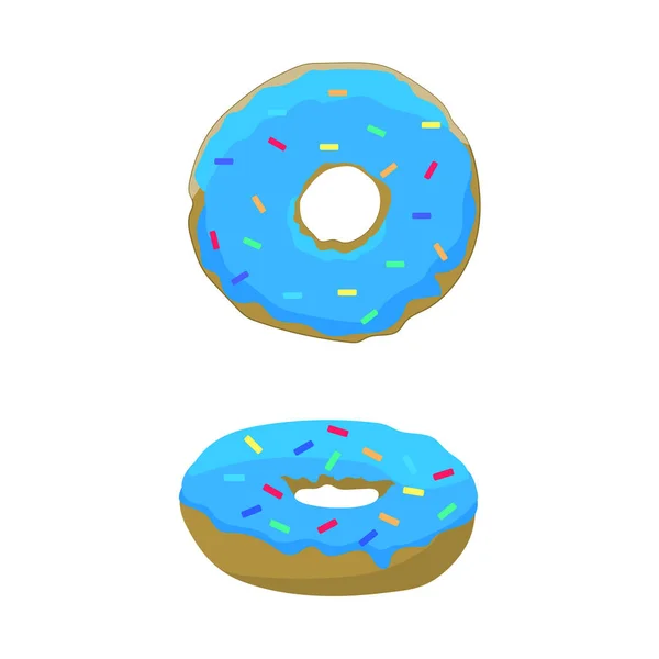Donut Com Esmalte Desenho Sobre Fundo Branco — Vetor de Stock