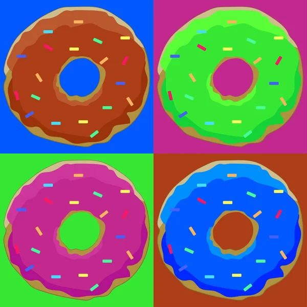 Donuts Différentes Couleurs Dessin Motif Sans Couture — Image vectorielle