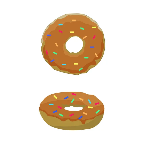 Donut Avec Glaçage Dessin Sur Fond Blanc — Image vectorielle