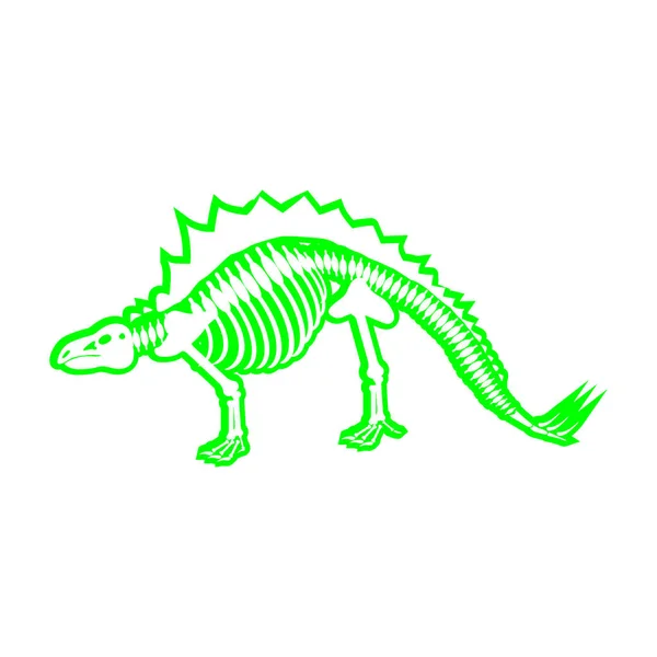 Stegosaurus Skelet Tekening Witte Achtergrond — Stockvector