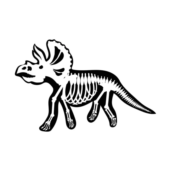 Triceratops Scheletro Disegno Sfondo Bianco — Vettoriale Stock