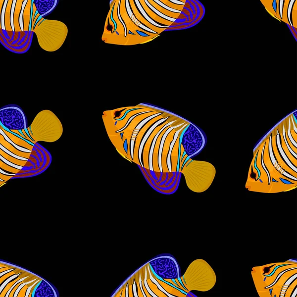 Königsengel Fisch Nahtloses Muster Vektorillustration — Stockvektor