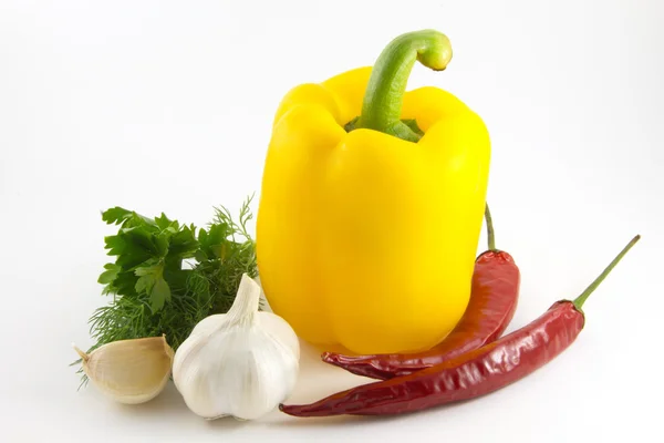 Paprika, pepper, garlic — Stock Photo, Image