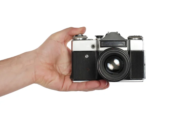 Old photography machine in hand — Stock Photo, Image