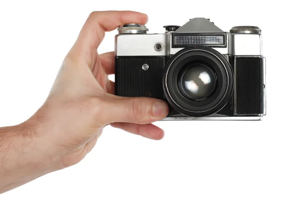 Antigua máquina de fotografía en mano — Foto de Stock