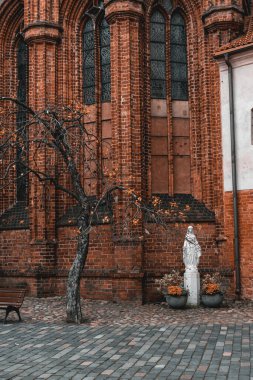 St. Anne Kilisesi 'nin arka bahçesi ve Assisi' li Aziz Francis (Bernardine) Roma Katolik Kilisesi. Güzel mimari
