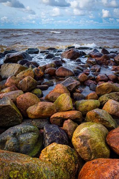 Скалистый Пирс Айнази Разделяющий Латвию Эстонию Балтийским Морем Каменный Пирс — стоковое фото