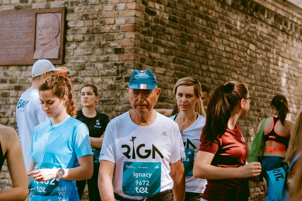 Riga Lettonie Mai 2019 Les Coureurs Préparent Pour Marathon Rimi — Photo