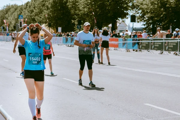 Riga Lettország 2019 Május Futók Készülődnek Rimi Riga Maratonra Egy — Stock Fotó
