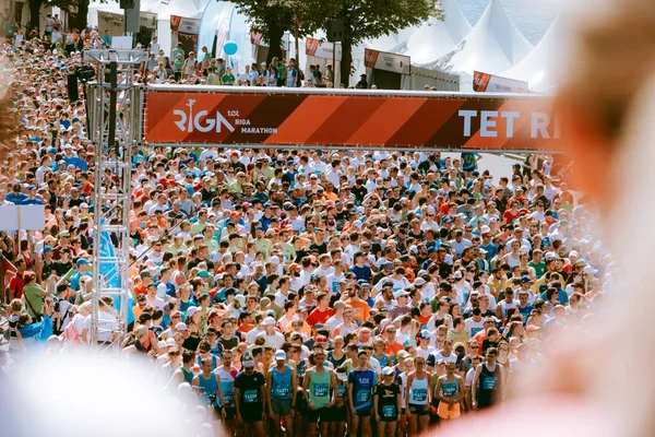 Riga Lettonie Mai 2019 Plan Aérien Zone Départ Marathon Rimi — Photo