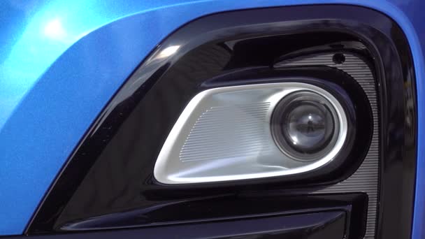 Blue Deep Navy Business Car Shiny Front Lights Color Bright — Stock Video