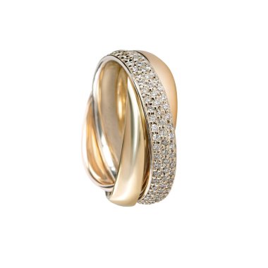 Elmaslar düğün beyaz zemin üzerinde halka grubu izole cartier makro