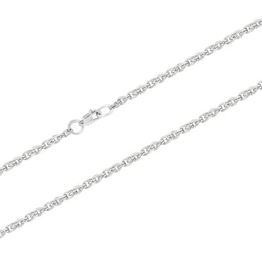 Beyaz arka planda zincirli gümüş kolye izole edilmiş.