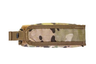 İçinde beyaz arka planda dergiler olan bir çanta. Tüp şarjörlü şarjörlü ateşli silah çantası. Tabanca cüzdanı.