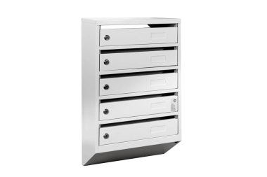 Broşür ve mektuplarla dolu posta kutuları. Sığ DOF, Posta Kutuları ve Giriş Satırlarında Kilitlenme.