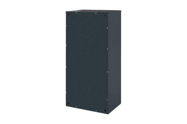 Deep blue or gray mailboxes on white background isolated. Mail box for entrance of apartment house. Metal mailbox