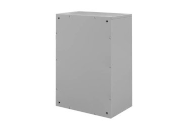 Gray mailboxes on white background isolated. Mail box for entrance of apartment house. Metal mailbox