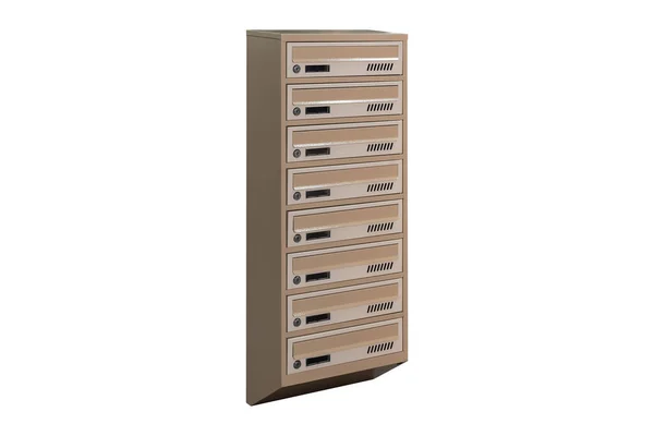 Beige Ecru Khaki Color Mailboxes White Background Isolated Mail Box — Zdjęcie stockowe