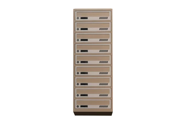 Beige Ecru Khaki Color Mailboxes White Background Isolated Mail Box — 图库照片