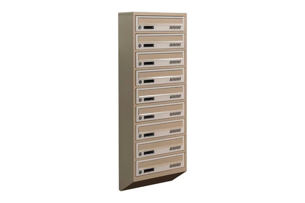 Beige Ecru Khaki Color Mailboxes White Background Isolated Mail Box — Photo